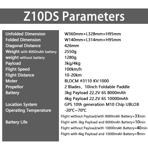 Z10DS FPV Drone AI-Guided .Thermal Imaging,4kg Payload